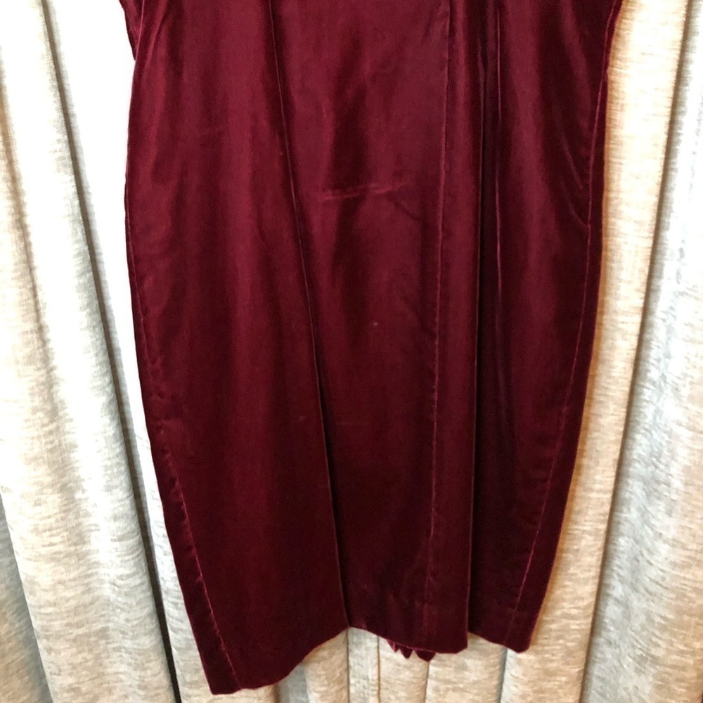 Vintage Liz Claiborne Dresses Burgundy Red Velvet Sweetheart Neckline Dress 10 - Picture 6 of 16